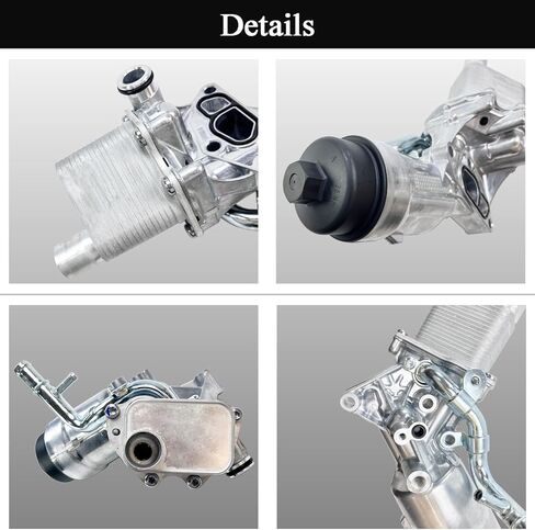 Aluminum Engine Oil Cooler Filter Housing Assembly Compatible with 2011-2021 Chevy Cruze Sonic Trax Buick Encore 1.4L Turbo Replaces 55566784 918-428 55565388 with Gasket, Filter Insert, Cap in Kuwait