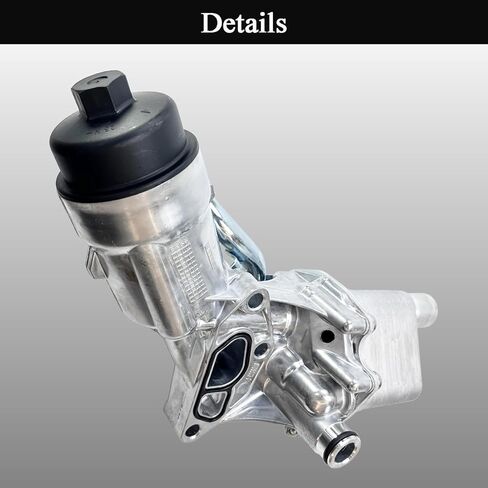 Aluminum Engine Oil Cooler Filter Housing Assembly Compatible with 2011-2021 Chevy Cruze Sonic Trax Buick Encore 1.4L Turbo Replaces 55566784 918-428 55565388 with Gasket, Filter Insert, Cap in Kuwait