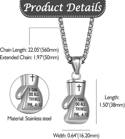 OIDEA Boxing Gloves Necklace for Men: Boxing Gifts for Men Gothic Punk Stainless Steel Glove Charm Pendant Chain Necklace Jewelry Gift for Mens Womens in Saudi Arabia