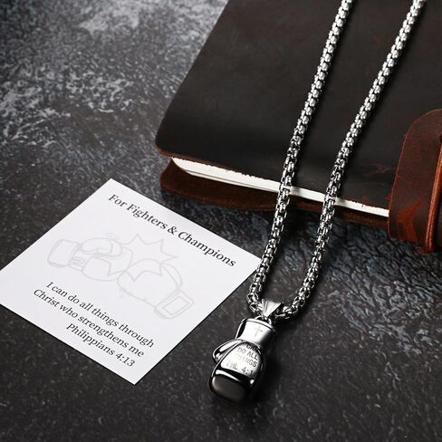 OIDEA Boxing Gloves Necklace for Men: Boxing Gifts for Men Gothic Punk Stainless Steel Glove Charm Pendant Chain Necklace Jewelry Gift for Mens Womens in Saudi Arabia