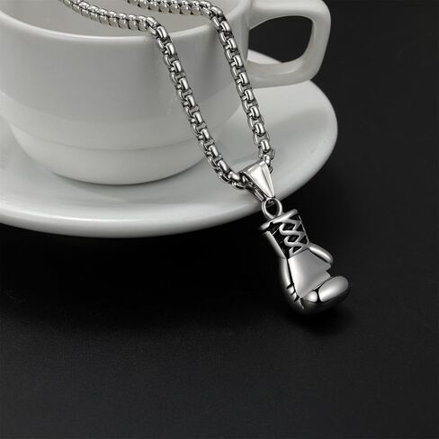 OIDEA Boxing Gloves Necklace for Men: Boxing Gifts for Men Gothic Punk Stainless Steel Glove Charm Pendant Chain Necklace Jewelry Gift for Mens Womens in Saudi Arabia
