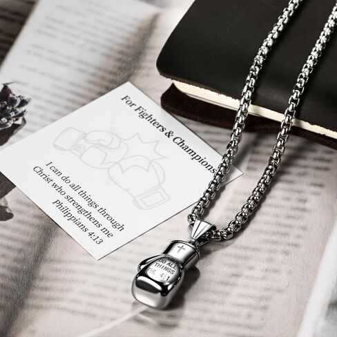 OIDEA Boxing Gloves Necklace for Men: Boxing Gifts for Men Gothic Punk Stainless Steel Glove Charm Pendant Chain Necklace Jewelry Gift for Mens Womens in Saudi Arabia