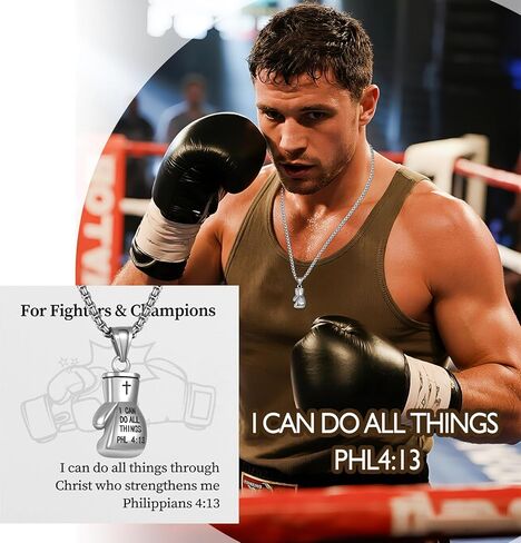 OIDEA Boxing Gloves Necklace for Men: Boxing Gifts for Men Gothic Punk Stainless Steel Glove Charm Pendant Chain Necklace Jewelry Gift for Mens Womens in Saudi Arabia