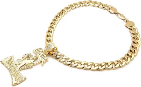 الهيب هوب مثلج الذهب PT تنويم العقول قلادة و 11 ملليمتر 20 "الكوبية المختنق سلسلة قلادة in Kuwait