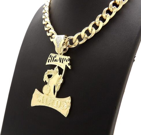 الهيب هوب مثلج الذهب PT تنويم العقول قلادة و 11 ملليمتر 20 "الكوبية المختنق سلسلة قلادة in Kuwait