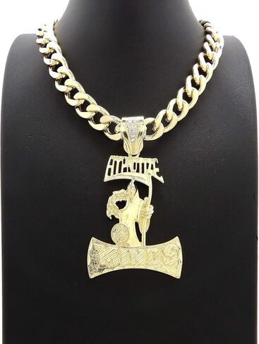 الهيب هوب مثلج الذهب PT تنويم العقول قلادة و 11 ملليمتر 20 "الكوبية المختنق سلسلة قلادة in Kuwait