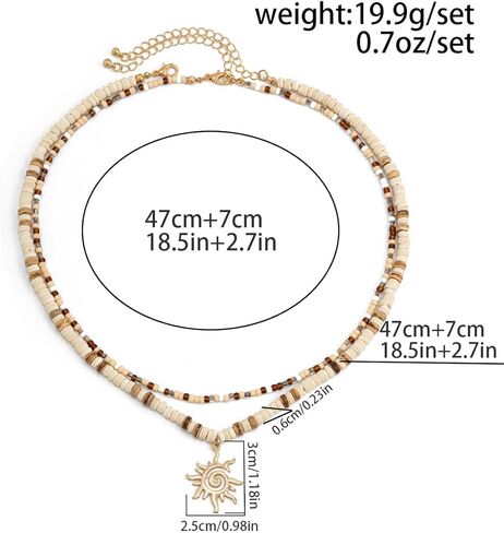 Shell Sun Necklace for Men Beaded Shell Necklace Fashionable Beach Puka Shells Necklace Jewelry in Kuwait