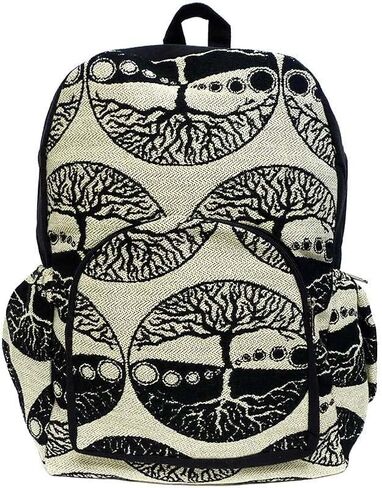 Mia Jewel Shop Tree of Life Large Backpack Nature Print Pattern Adjustable Strap Cushioned Fashion Handmade Bag Boho Accessories (Black) in Saudi Arabia