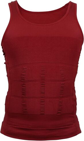 Men Body Slimming Tummy Shaper Control Underwear, Stretch Shapewear Waist Girdle Shirt, Nylon, L, Red in Saudi Arabia