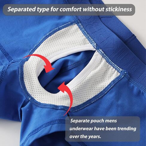 Men's Separated Pouch Trunks Fly Pouch Front Open Bulge Underwear Breathable Cotton Boxers Briefs in Saudi Arabia