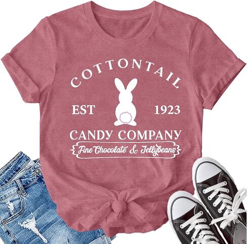 LBP Womens Easter Shirt Easter Bunny T-Shirt Cottontail Rabbit Tee Tops in Kuwait