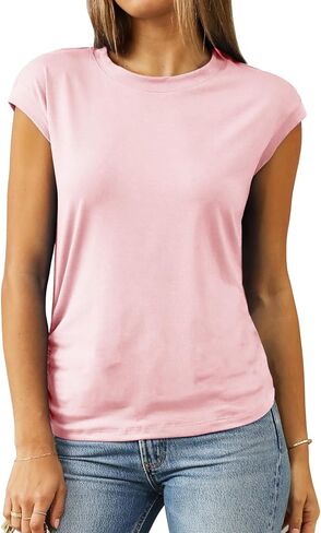 Abardsion العصرية كاب كم قمم للنساء 2025 ملابس الصيف الملابس فضفاضة تناسب عارضة متأنق تي شيرت تونك in Kuwait