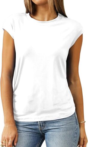 Abardsion Trendy Cap Sleeve Tops for Women 2025 Summer Outfits Clothes Loose Fit Casual Dressy T Shirts Tunic in Saudi Arabia