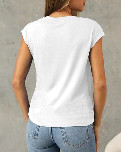Abardsion Trendy Cap Sleeve Tops for Women 2025 Summer Outfits Clothes Loose Fit Casual Dressy T Shirts Tunic in Saudi Arabia