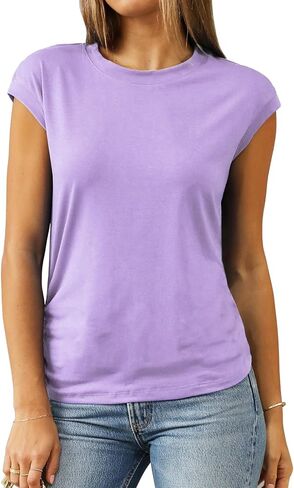 Abardsion Trendy Cap Sleeve Tops for Women 2025 Summer Outfits Clothes Loose Fit Casual Dressy T Shirts Tunic in Saudi Arabia