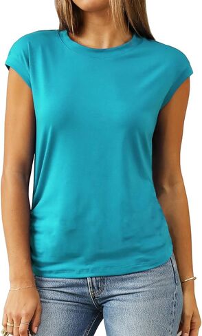 Abardsion Trendy Cap Sleeve Tops for Women 2025 Summer Outfits Clothes Loose Fit Casual Dressy T Shirts Tunic in Saudi Arabia