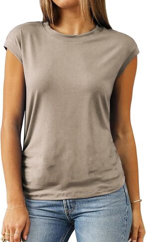 Abardsion Trendy Cap Sleeve Tops for Women 2025 Summer Outfits Clothes Loose Fit Casual Dressy T Shirts Tunic in Saudi Arabia
