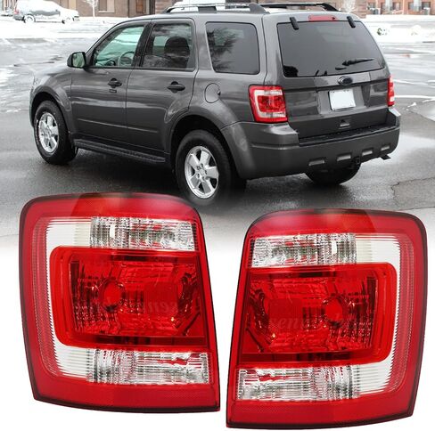 Rear Bumper Tail light Suitable Fit for 2008-2012 Ford Escape 2pc LH+RH Replacement with External Red Brake Lamp in Kuwait
