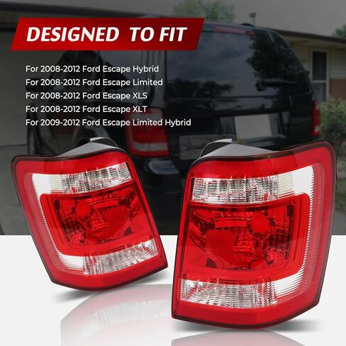 Rear Bumper Tail light Suitable Fit for 2008-2012 Ford Escape 2pc LH+RH Replacement with External Red Brake Lamp in Kuwait