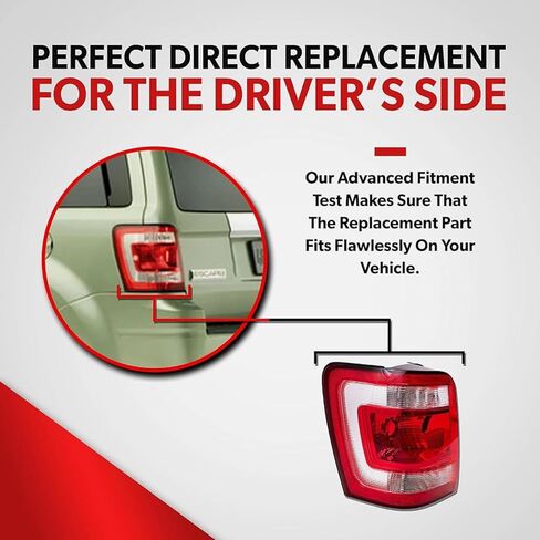 Rear Bumper Tail light Suitable Fit for 2008-2012 Ford Escape 2pc LH+RH Replacement with External Red Brake Lamp in Kuwait