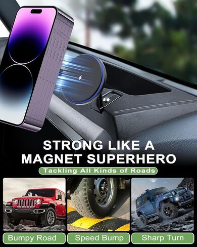 Magnetic Jeep Phone Mount for 2011-2017 Wrangler JK JKU with 15W Wireless Charging - Dashboard Phone Holder with Magnet for Jeep Wrangler Accessories in Kuwait