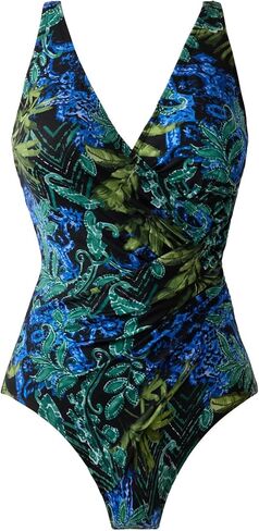 Miraclesuit Women's Swimwear Gasparilla Oceanus Tummy Control Soft Cup One Piece Swimsuit, Black/Multi, 12 in Saudi Arabia