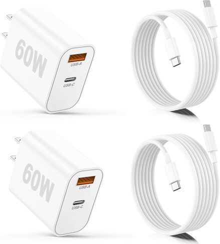 USB C Charger Charge Fast Fast for iPhone 15/16 مع سلك شحن 3 أقدام ، محول شاحن سريع للحائط 30 واط مع كابل من النوع C إلى C من النوع C إلى iPhone 16/16 Pro/15 Plus/15 Pro/15 Pro Max/iPad Pro/Air/Samsung in Kuwait