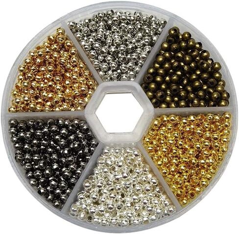 Chenkou Craft 1box 4500pcs متنوعة من 6 ألوان Metal Tinny Spacer Beads Jewelry Making Supplies (Mix ، 1/12 "(2.0mm)) in Saudi Arabia