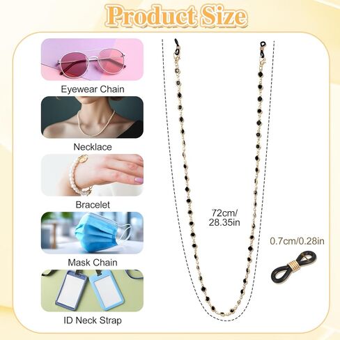 Ouligay 3 قطع كريستال مطرز النظارات سلسلة النظارات الذهبية للنساء والفتيات الخرز النظارات أصحاب حول الرقبة سلاسل النظارات للنساء حزام القراءة الحبل in Kuwait