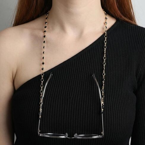 Ouligay 3 قطع كريستال مطرز النظارات سلسلة النظارات الذهبية للنساء والفتيات الخرز النظارات أصحاب حول الرقبة سلاسل النظارات للنساء حزام القراءة الحبل in Kuwait