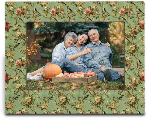 snnder الأزرق chinoiserie الأزهار إطار الصورة 4x6، الأزرق والأبيض إطار الصورة الأزهار، ريفي grandmillennial زهرة إطارات الصور الخشبية لمكتب سطح الطاولة جدار العرض الديكور in Kuwait
