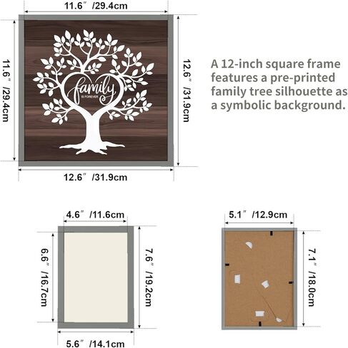 Lyeasw Family Tree Picture Frame Collage Gray 9 Pack, 8 Separate 5x7 Frames with a 12x12 Pre-Designed Tree Frame for Gallery Wall Decor & Family Gifts in Kuwait