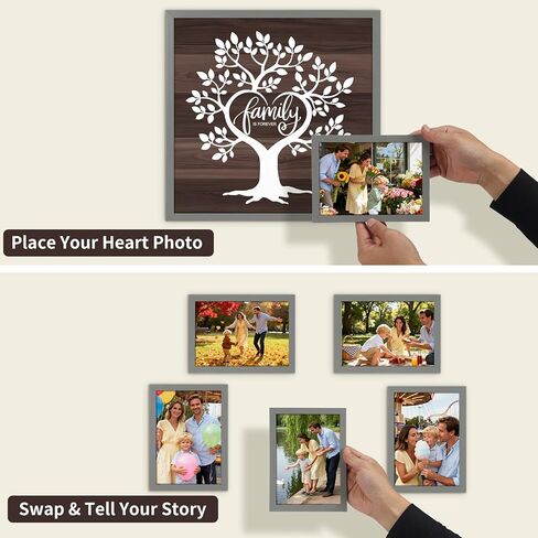 Lyeasw Family Tree Picture Frame Collage Gray 9 Pack, 8 Separate 5x7 Frames with a 12x12 Pre-Designed Tree Frame for Gallery Wall Decor & Family Gifts in Kuwait