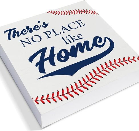 Baseball Theme Decorative Wooden Box Sign There's No Place Like Home Wood Block Plaque Decor Home Table Shelf or Wall Display in Saudi Arabia