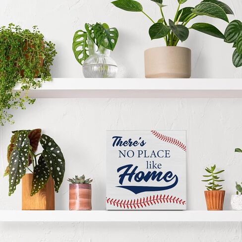 Baseball Theme Decorative Wooden Box Sign There's No Place Like Home Wood Block Plaque Decor Home Table Shelf or Wall Display in Saudi Arabia