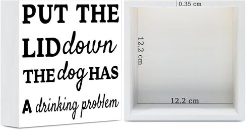 Bathroom Decor Put The Lid Down The Dog Has A Drinking Problem Wooden Box Sign Bathroom Shelf Decor Funny Dog Room Sign For Home Toilet 5.1x5.1x1.2 Inch in Kuwait