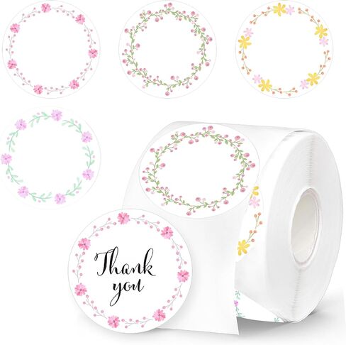 Floral Direct Thermal Labels Colorful Wildflower Labels Wild Flower Round Self-Adhesive Printer Decals for Various Festivals Spring Name Tag Candle Baking Canning Wedding DIY,500 Pcs（4 Designs） in Kuwait