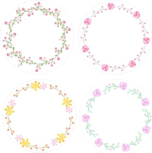 Floral Direct Thermal Labels Colorful Wildflower Labels Wild Flower Round Self-Adhesive Printer Decals for Various Festivals Spring Name Tag Candle Baking Canning Wedding DIY,500 Pcs（4 Designs） in Kuwait
