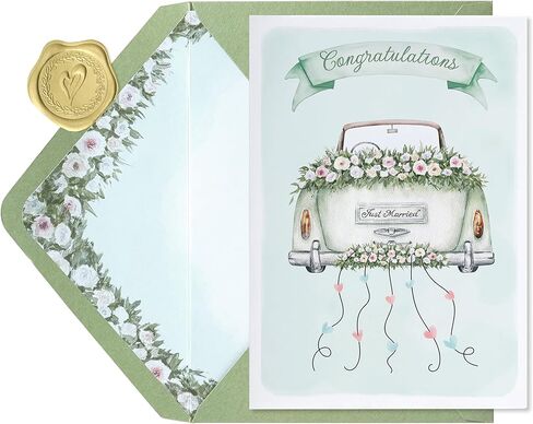 Wedding Card for Bride and Groom-Elegant Bridal Shower & Engagement Card, Congratulations Greeting Card for Bride to Be, Wedding Gifts for Couples(Getaway Car) in Kuwait