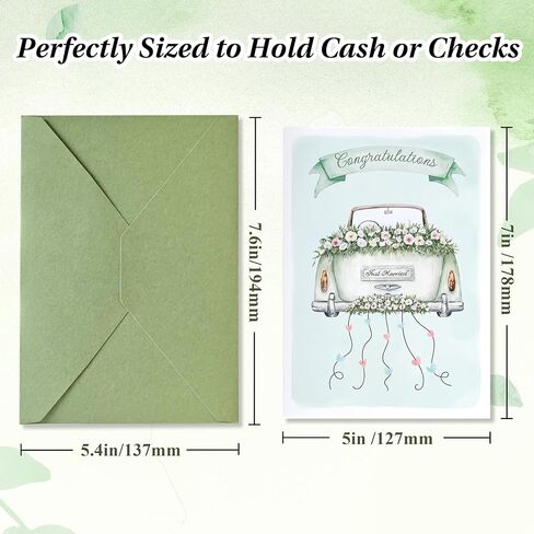 Wedding Card for Bride and Groom-Elegant Bridal Shower & Engagement Card, Congratulations Greeting Card for Bride to Be, Wedding Gifts for Couples(Getaway Car) in Kuwait