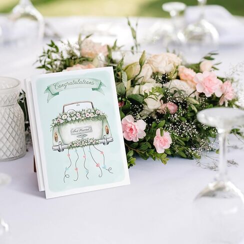 Wedding Card for Bride and Groom-Elegant Bridal Shower & Engagement Card, Congratulations Greeting Card for Bride to Be, Wedding Gifts for Couples(Getaway Car) in Kuwait