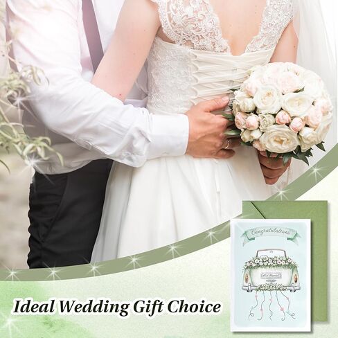 Wedding Card for Bride and Groom-Elegant Bridal Shower & Engagement Card, Congratulations Greeting Card for Bride to Be, Wedding Gifts for Couples(Getaway Car) in Kuwait