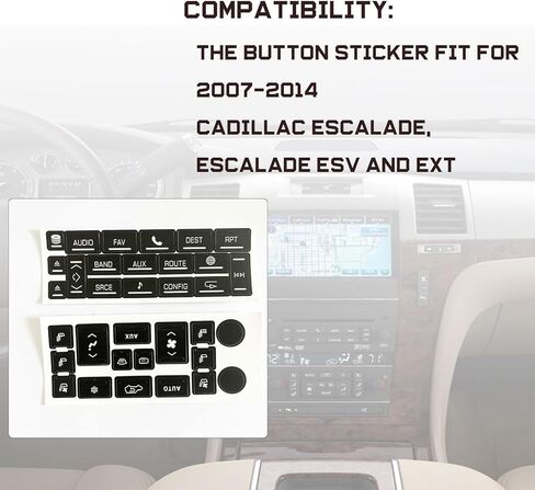 AC Radio Button Repair Stickers Fit for Cadillac Escalade 2007-2014 EXT ESV Climate Control and Multimedia Radio Button Repair Decal Stickers in Kuwait