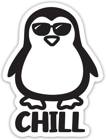 Chill Penguin Vinyl Decal Sticker – Versatile for Cars, Trucks, Windows, Bumpers, Walls, and Laptops – 5 Inches – Black Design withWhite Background – KCD3453B in Saudi Arabia