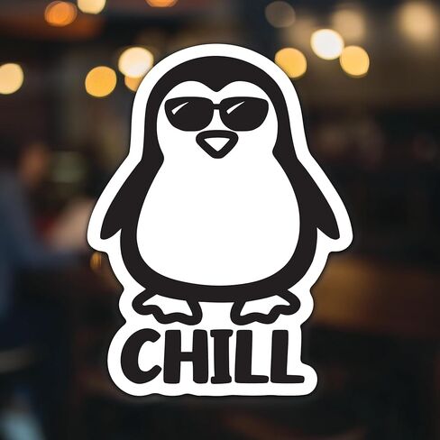 Chill Penguin Vinyl Decal Sticker – Versatile for Cars, Trucks, Windows, Bumpers, Walls, and Laptops – 5 Inches – Black Design withWhite Background – KCD3453B in Saudi Arabia