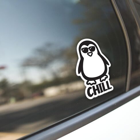 Chill Penguin Vinyl Decal Sticker – Versatile for Cars, Trucks, Windows, Bumpers, Walls, and Laptops – 5 Inches – Black Design withWhite Background – KCD3453B in Saudi Arabia