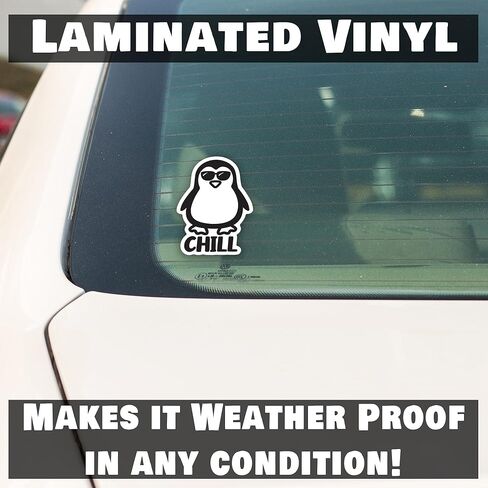 Chill Penguin Vinyl Decal Sticker – Versatile for Cars, Trucks, Windows, Bumpers, Walls, and Laptops – 5 Inches – Black Design withWhite Background – KCD3453B in Saudi Arabia