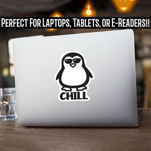 Chill Penguin Vinyl Decal Sticker – Versatile for Cars, Trucks, Windows, Bumpers, Walls, and Laptops – 5 Inches – Black Design withWhite Background – KCD3453B in Saudi Arabia