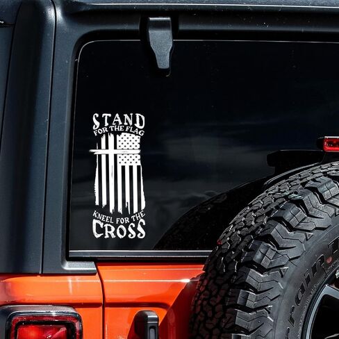 GRITKULTURE Stand for The American Flag and Kneel for The Cross Christian Decal Sticker 2-Pack - 8 Inches - Pro-Grade Vinyl Decal for Cars Trucks Laptops - Weatherproof and Durable in Kuwait