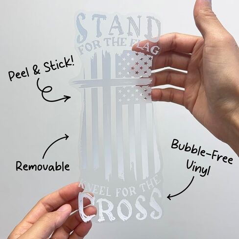 GRITKULTURE Stand for The American Flag and Kneel for The Cross Christian Decal Sticker 2-Pack - 8 Inches - Pro-Grade Vinyl Decal for Cars Trucks Laptops - Weatherproof and Durable in Kuwait